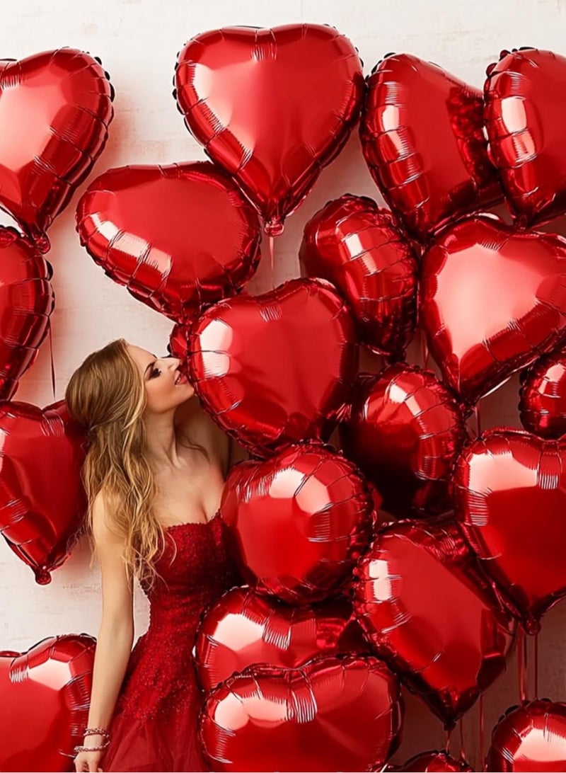 بالونات قلب أحمر، 25 بالون فويل مقاس 10 بوصة، مجموعة بالونات زينة الأعياد، بالونات هيليوم للمناسبات الرومانسية - Image 2