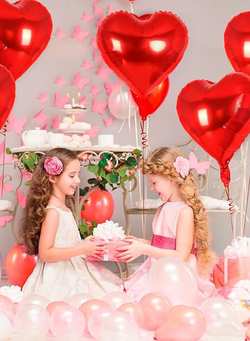 بالونات قلب أحمر، 25 بالون فويل مقاس 10 بوصة، مجموعة بالونات زينة الأعياد، بالونات هيليوم للمناسبات الرومانسية - Image 5