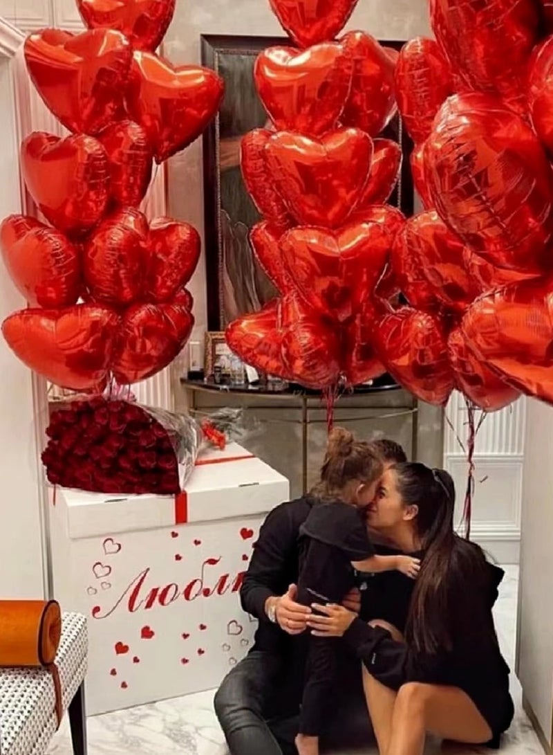 بالونات قلب أحمر، 25 بالون فويل مقاس 10 بوصة، مجموعة بالونات زينة الأعياد، بالونات هيليوم للمناسبات الرومانسية - Image 4