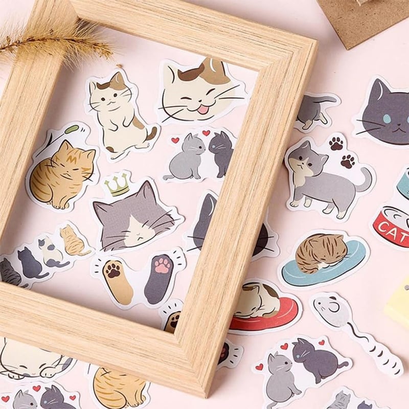 Obujopal 45pcs Cute Cat Scrapbook Stickers for Water Bottle, Bullet Journal, DIY Decoration, Planners, Suitcase, Diary, Notebooks, Album, Laptop, Phone Cases, and Art Crafts - Image 2