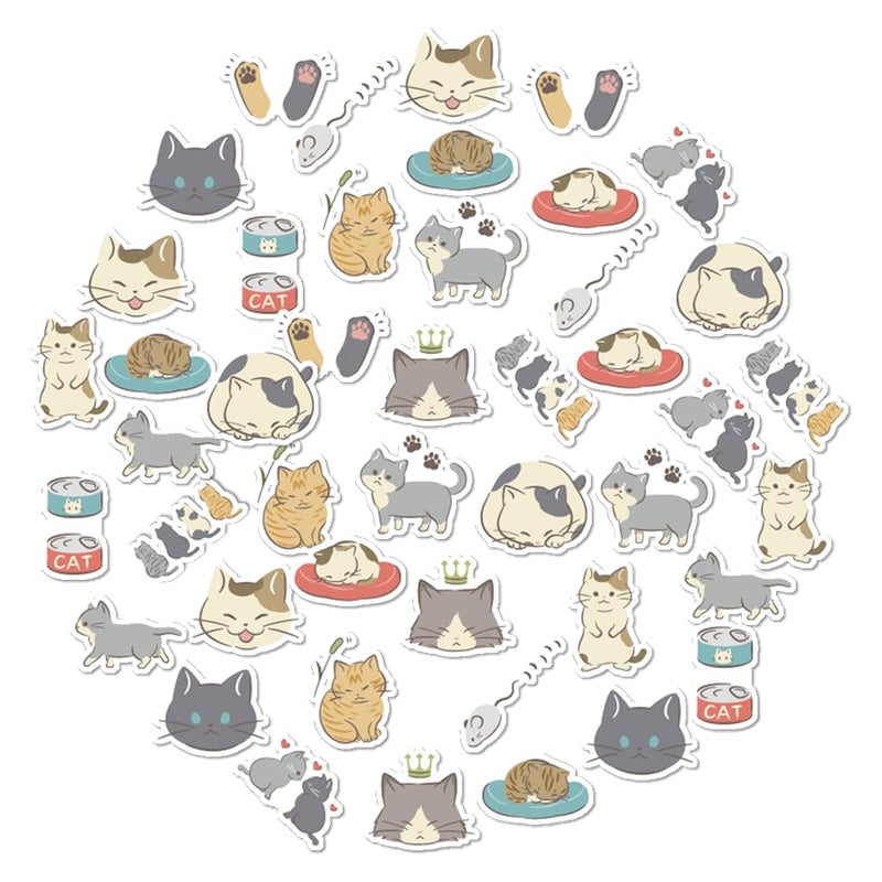 Obujopal 45pcs Cute Cat Scrapbook Stickers for Water Bottle, Bullet Journal, DIY Decoration, Planners, Suitcase, Diary, Notebooks, Album, Laptop, Phone Cases, and Art Crafts - Image 1