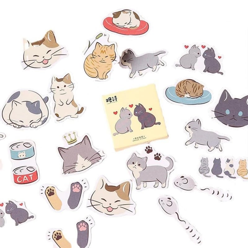 Obujopal 45pcs Cute Cat Scrapbook Stickers for Water Bottle, Bullet Journal, DIY Decoration, Planners, Suitcase, Diary, Notebooks, Album, Laptop, Phone Cases, and Art Crafts - Image 3