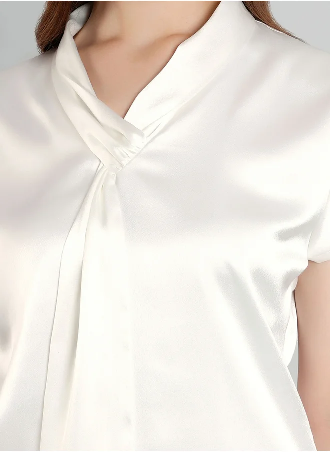 ميش Mish Solid Satin Regular Fit Top with Tie Details