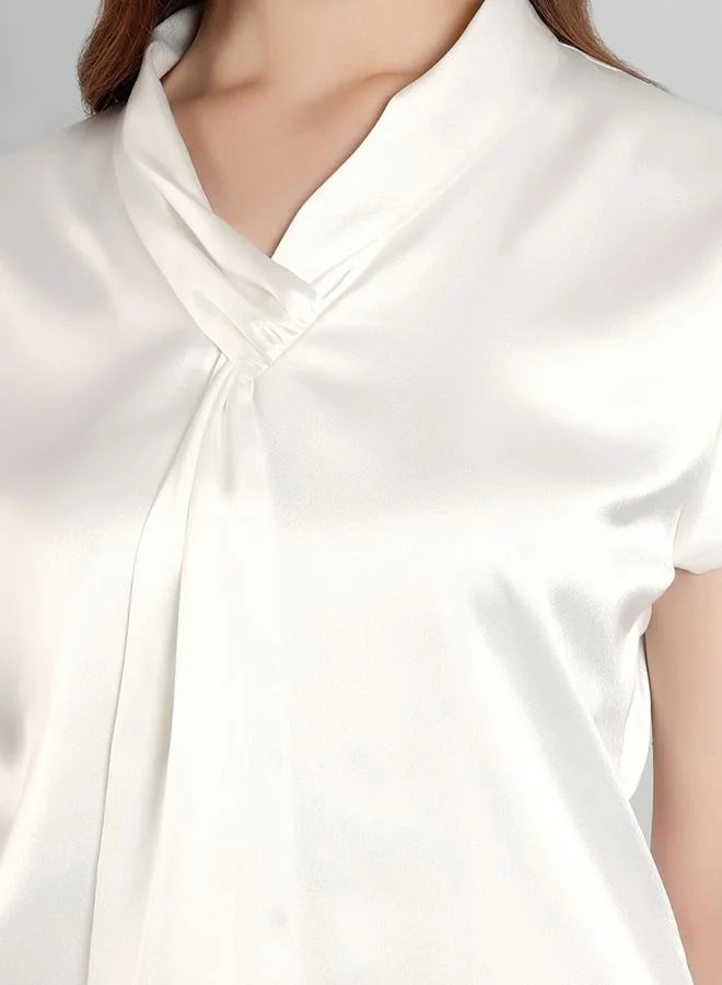 Mish Solid Satin Regular Fit Top with Tie Details