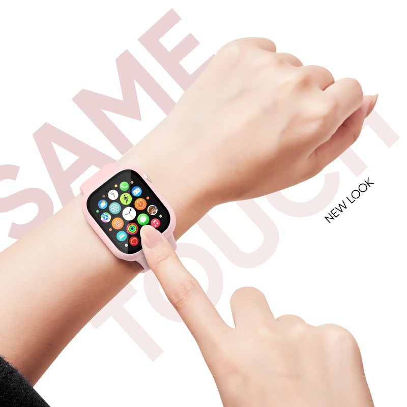 Knossen Compatible for Apple Watch Band 44mm 45mm and Case with Screen Protector, Soft Silicone Sport Strap Bands and Protective Cover with Tempered Glass for iWatch Series 9 8 7 SE 6 5 4 - Image 4