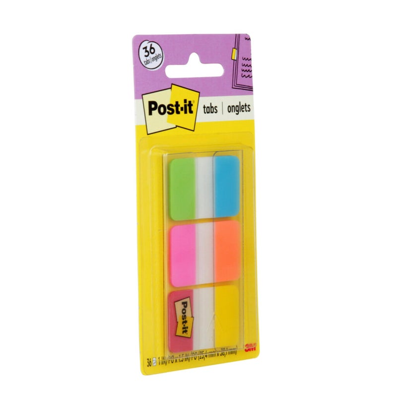 Post It Post-it Tabs, 1 in Solid, Aqua, Yellow, Pink, Red, Green, Orange, 6/Color, 36/Dispenser (686-ALOPRYT) - Image 2