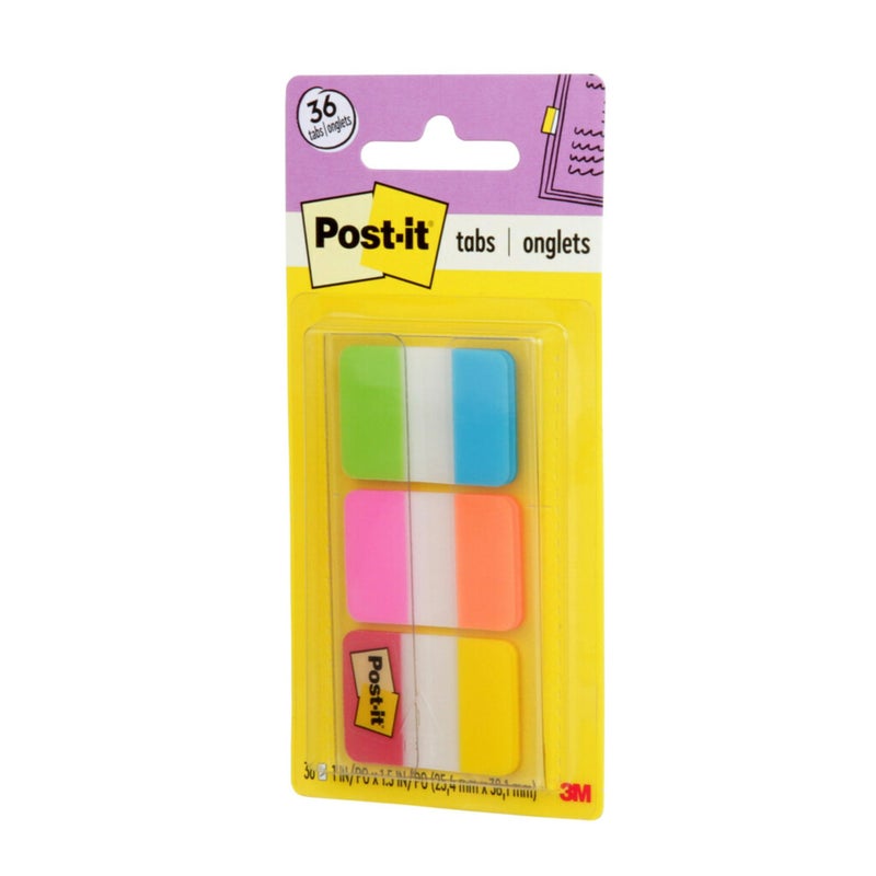 Post It Post-it Tabs, 1 in Solid, Aqua, Yellow, Pink, Red, Green, Orange, 6/Color, 36/Dispenser (686-ALOPRYT) - Image 3