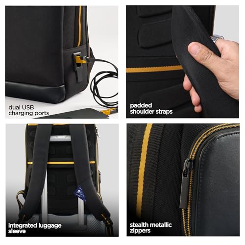 Nu Republic Triphop Backpack for Men Women 25L Office Casual 15.6-inch Laptop Bag Water-resistant Multi-pockets Sleek Smart College Backpack with USB Port YKK Zipper - Image 4