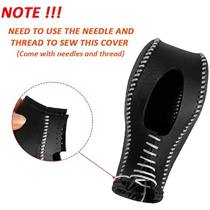 rayihni DEYTOP Gear Shift Knob Cover for FusionEscapeFocusFiesta Auto Leather Shifter Knob Trim for EcoSportTransitCMax Accessories Black with Light Gray Stitches - Image 2