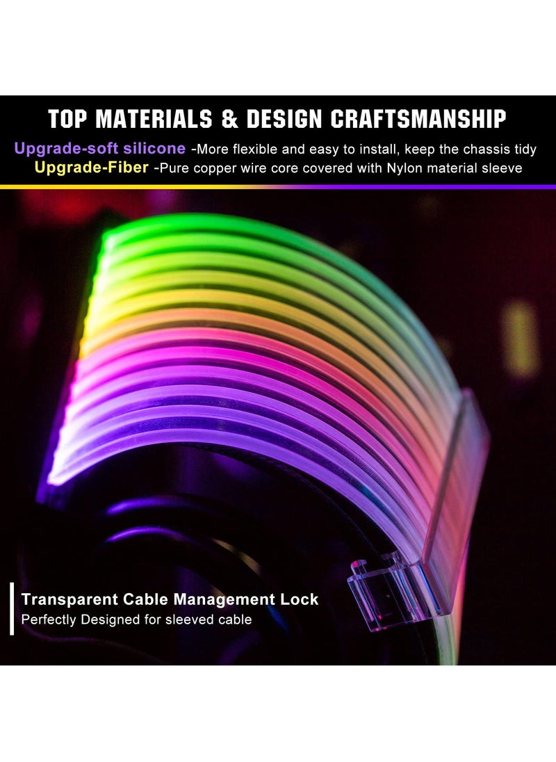 KASTWAVE - Power Supply Sleeved Cable, Customization 24 Pin ATX RGB Cable Extension Kit 16AWG, 5V 3Pin Synchronized PSU Cable for RGB Software from All Major Motherboard Cable Management - Image 1
