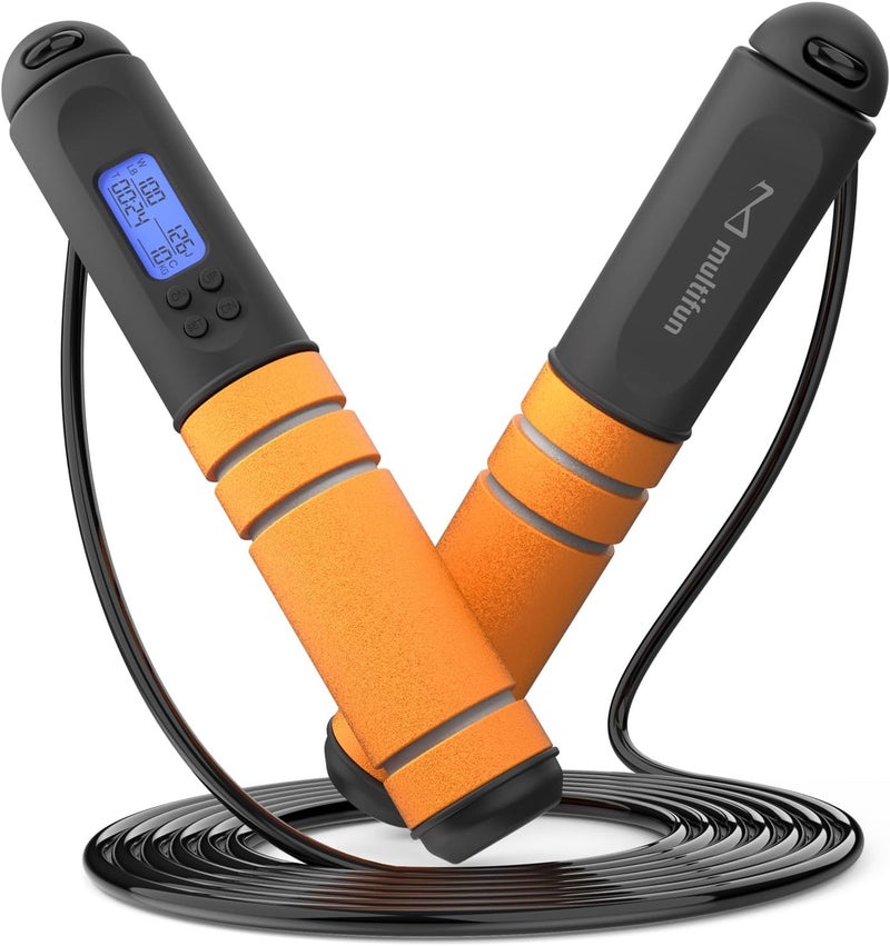 multifun Digital Jump Rope with Smart Counter & Timer - Adjustable Speed Skipping Rope for Fitness, Weight Loss, Boxing, MMA - Tangle-Free Ball Bearings & Anti-Slip Handles for Men, Women, Kids - Image 1