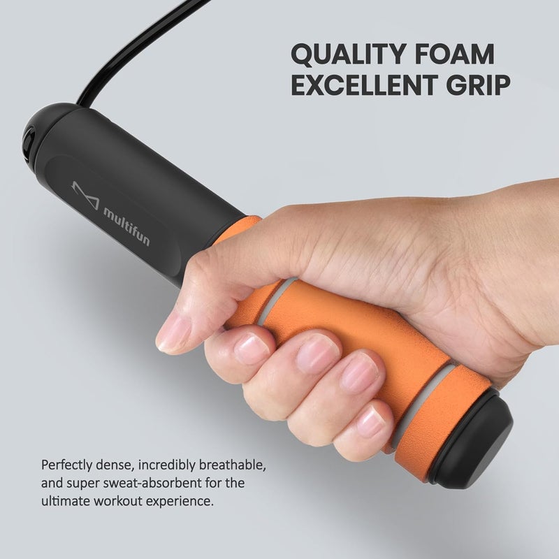 multifun Digital Jump Rope with Smart Counter & Timer - Adjustable Speed Skipping Rope for Fitness, Weight Loss, Boxing, MMA - Tangle-Free Ball Bearings & Anti-Slip Handles for Men, Women, Kids - Image 3