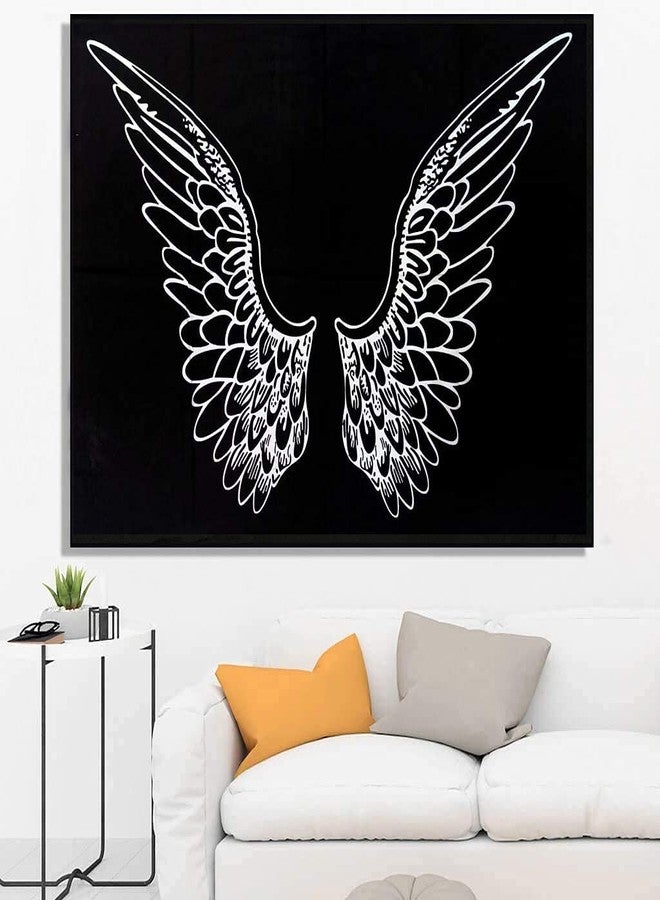 Doraya Psychedelic Wings Tie Dye Mandala Tapestry Hippie Hippy Celestial Wall Hanging Indian Bohemian Tapestries (Multicolour 2, Poster (30x40 Inches)) (Black and White, Poster (30x40 Inches)) - Image 1