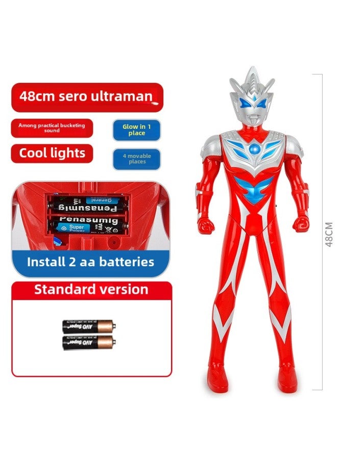 Children's Large Ottoman Toy Figure Salty Egg Superman Stall Sound And Light Tyro Men's Hand Model Toy-Color:[ 48cm Zero Voice Model] Free Battery-opp Bag - Image 1