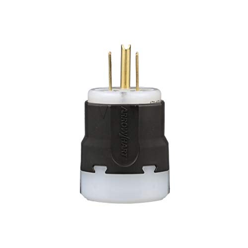 EATON AH5266 Wiring Arrow Hart Impact Resistant Ultra Grip Plug, 125 Vac, 15 A, 2 P, 3 W, Black, 4.4 x 1.8 x 1.9, White - Image 1