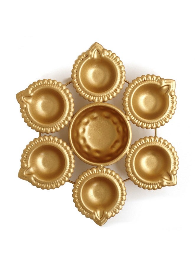 Pure Source India Handcrafted Diya Shape Flower Decorative Urli Bowl | for Floating Flowers and Tea Light Candles | Home and Office Decor | Diwali Decoration Items-7 Inch - Image 2