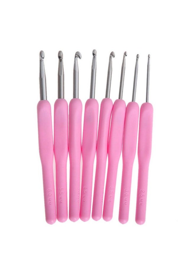 Syga Syga Set 8 Size Soft Plastic Handle Aluminum Crochet Hook Knit Needle Crochet Hook Needles Sizes from 2.5Mm to 6Mm  - Image 1