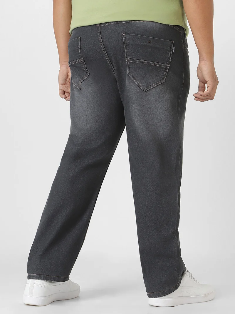 Urbano Fashion  Urbano Plus Men's Dark Grey Regular Fit Washed Jeans Stretchable  | Best Price UAE