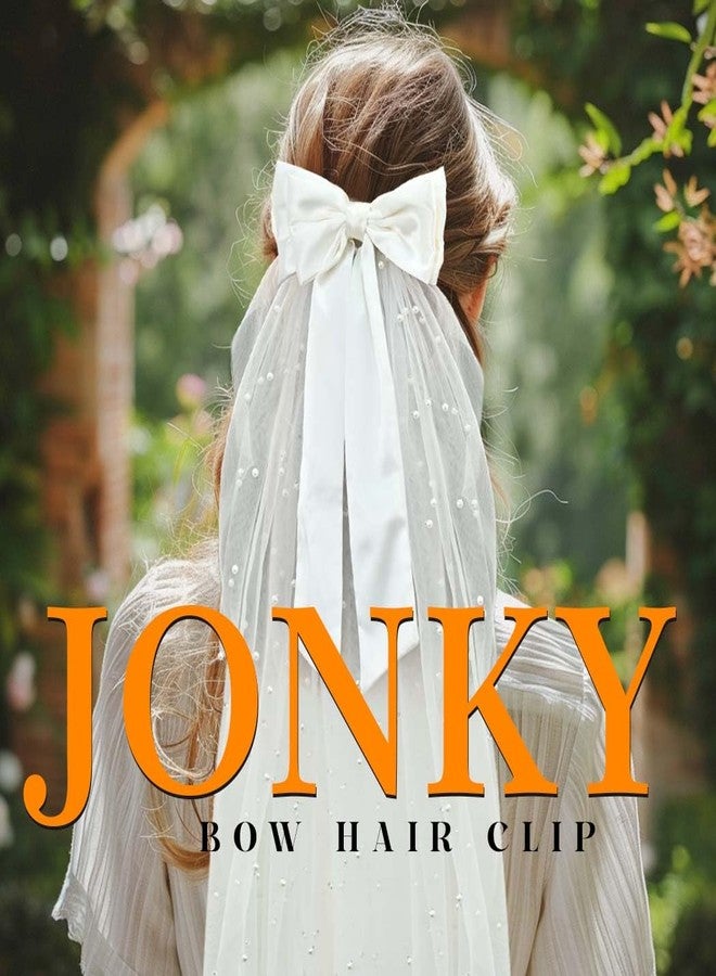 JONKY Bride Wedding Bow Veil Bachelorette Party Hair Clip for Women - Image 5