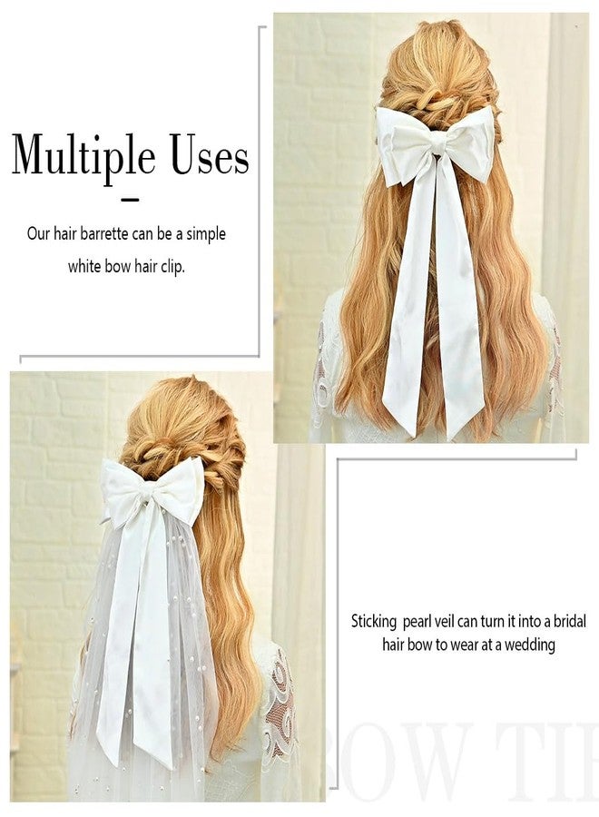 JONKY Bride Wedding Bow Veil Bachelorette Party Hair Clip for Women - Image 3