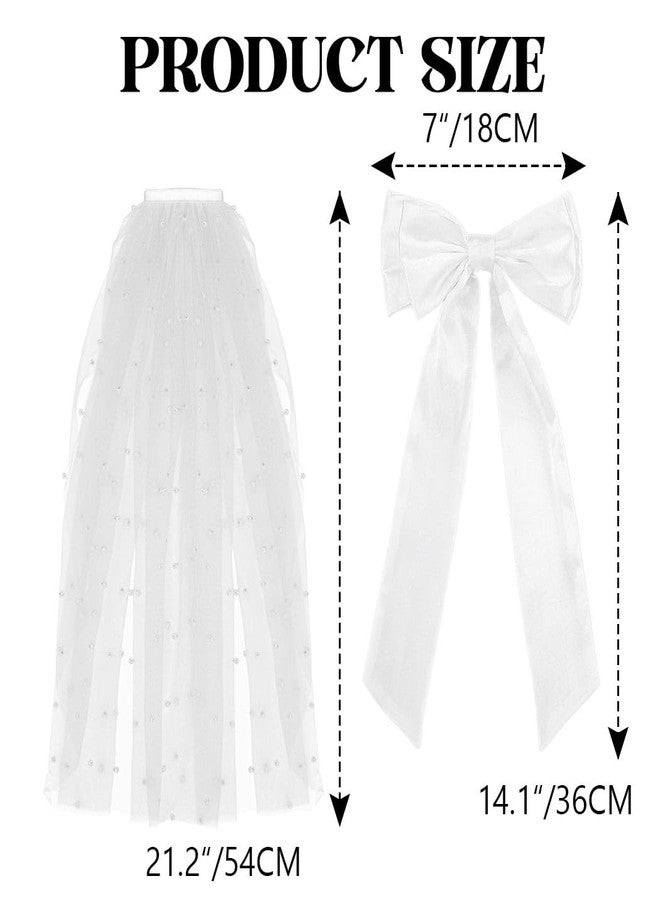 JONKY Bride Wedding Bow Veil Bachelorette Party Hair Clip for Women - Image 4