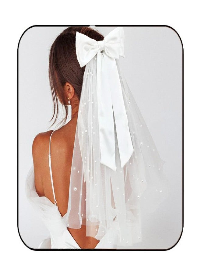 JONKY Bride Wedding Bow Veil Bachelorette Party Hair Clip for Women - Image 1