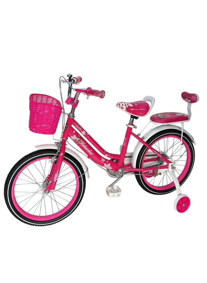 DUODUO دراجة DUODUO للبنات مع عجلات تدريب - لون وردي، مقعد مزدوج، سلة وجرس - للأعمار من 3 إلى 13 عامًا - Image 1