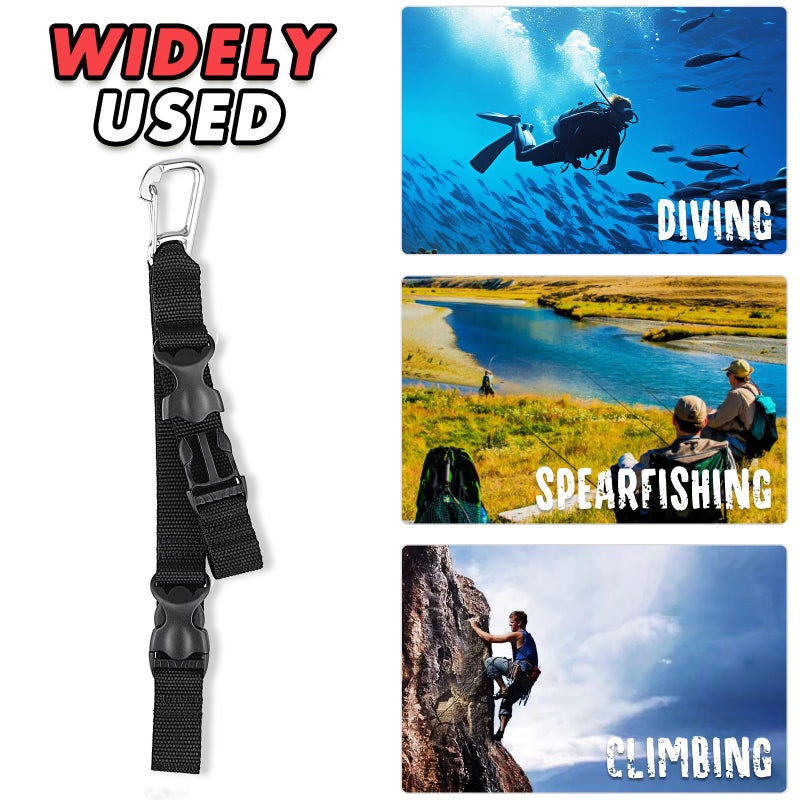 Owekfifv Scuba Fin & Mask Holder, Diving BC Fins Keeper and Mask Clip with Two Quick-release Loop Lanyard Webbing Strap for Diver, Fisher (Black) - Image 3