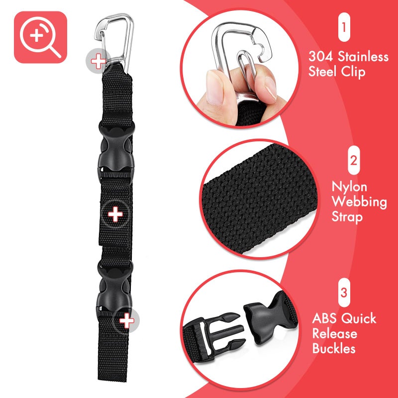Owekfifv Scuba Fin & Mask Holder, Diving BC Fins Keeper and Mask Clip with Two Quick-release Loop Lanyard Webbing Strap for Diver, Fisher (Black) - Image 5