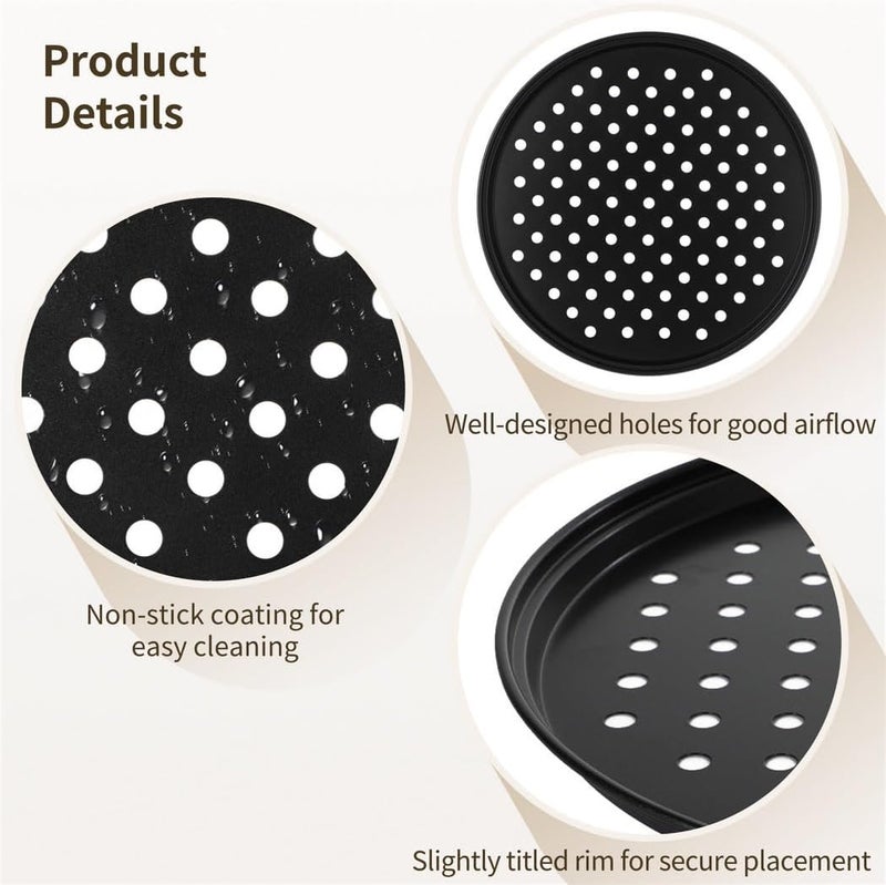 3-Piece Round Perforated Pizza Pan Set, Nonstick Carbon Steel Trays for Baking in Oven, 9.6 in 11 in 12.6 in Sizes for Kitchen Or Restaurant - Image 5