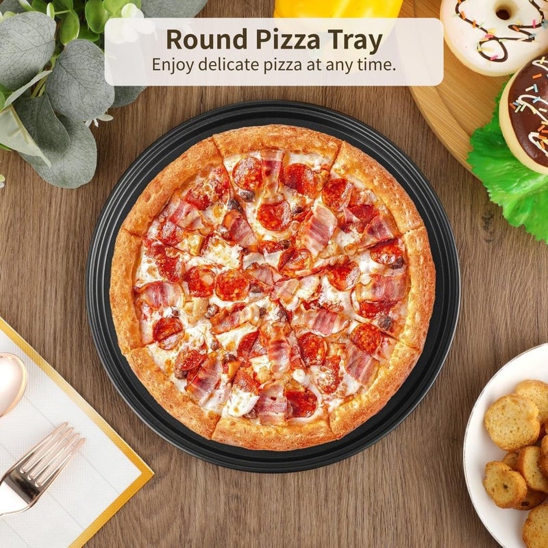 3-Piece Round Perforated Pizza Pan Set, Nonstick Carbon Steel Trays for Baking in Oven, 9.6 in 11 in 12.6 in Sizes for Kitchen Or Restaurant - Image 4