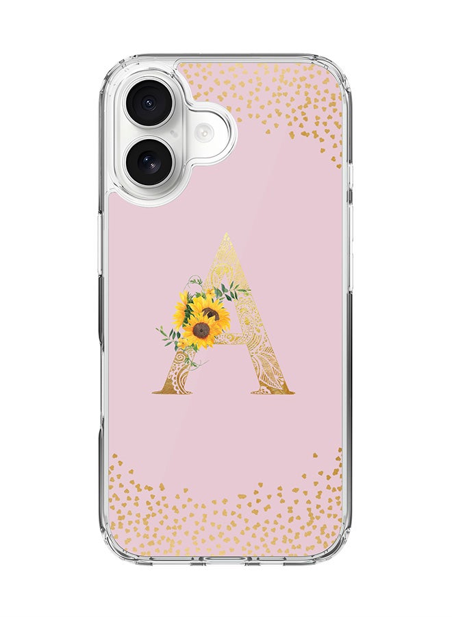 Stylizedd Classic Clear MagSafe Case for iPhone 17 , Hybrid Soft Case Flexible Edges Anti Drop TPU PC Gel Thin Transparent Cover [ Designed for iPhone 17 ] - Custom Monogram Initial Letter Floral Pattern Alphabet - A  (Pink )