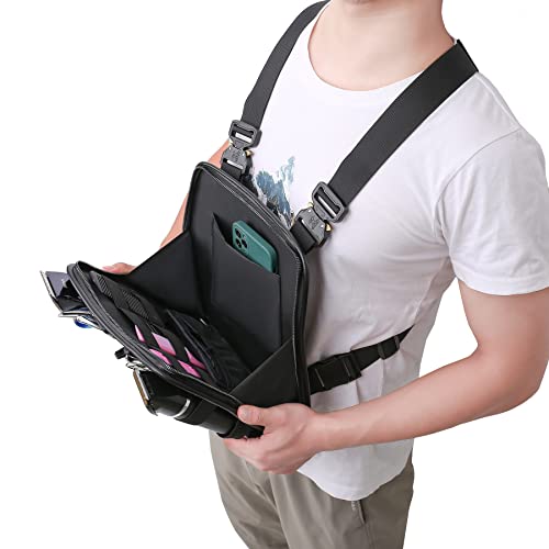 Muserise Leather Fashionable & Functional Chest Rig Bag for Barbers, Stylish Haircut Tools Storage Chest Bag for Barber (New - Black) - Image 5