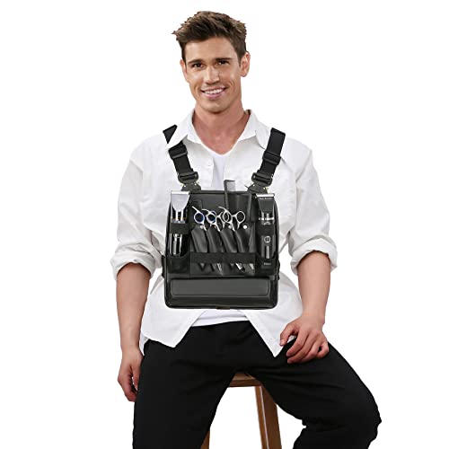 Muserise Leather Fashionable & Functional Chest Rig Bag for Barbers, Stylish Haircut Tools Storage Chest Bag for Barber (New - Black) - Image 2