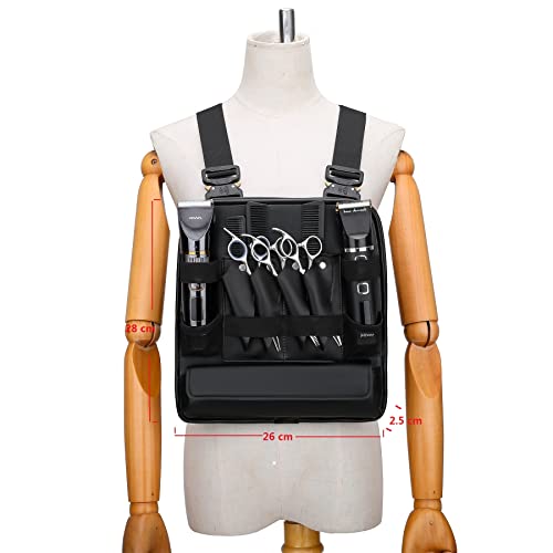 Muserise Leather Fashionable & Functional Chest Rig Bag for Barbers, Stylish Haircut Tools Storage Chest Bag for Barber (New - Black) - Image 4