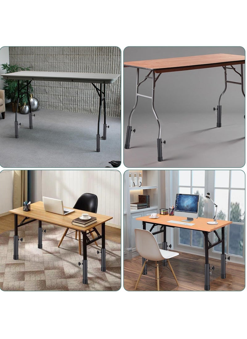 KASTWAVE - Furniture Legs, 4 Pcs Adjustable Height Table Leg Extendsion, Table Support Lift Leg for Bent/Straight Legs, Chair Leg Extenders, Folding Table Leg Riser to 9.2cm/ 13.2cm (Black) - Image 1