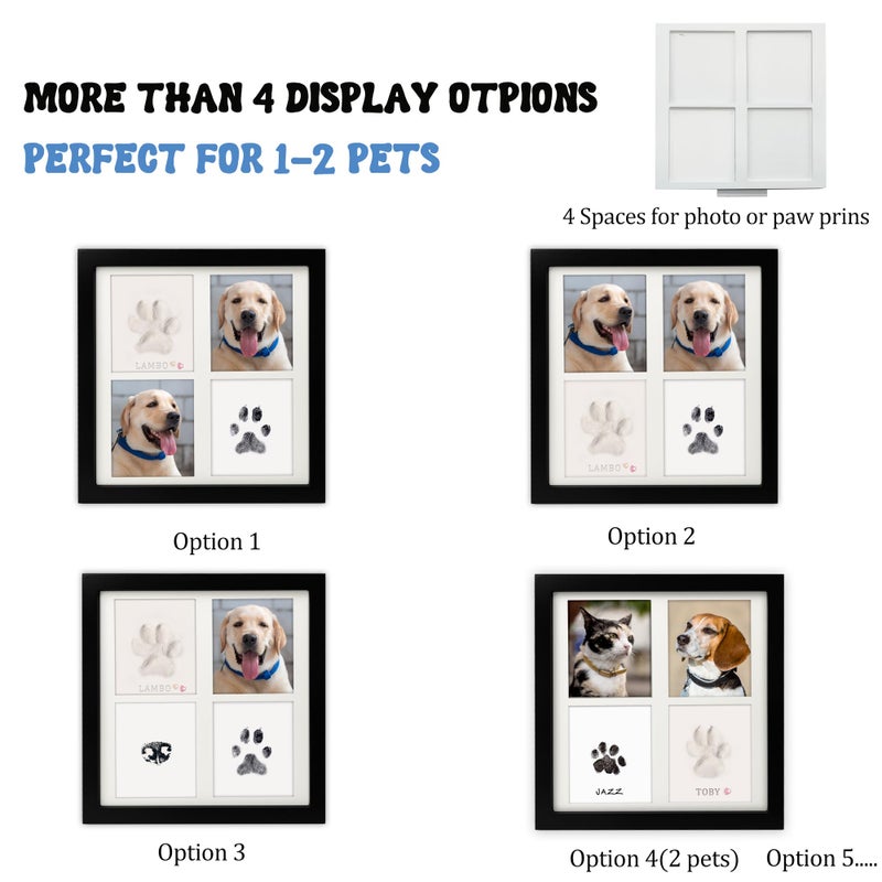 MYPAWLETS Ink & Clay Paw Print Kit for Dog Cat,Clean-Touch Ink Pad & Soft Clay,Pet Paw Print Impression Kit Large Area,Keepsake Frame for 1-2 Pets,Cat/Dog Gifts - Image 5