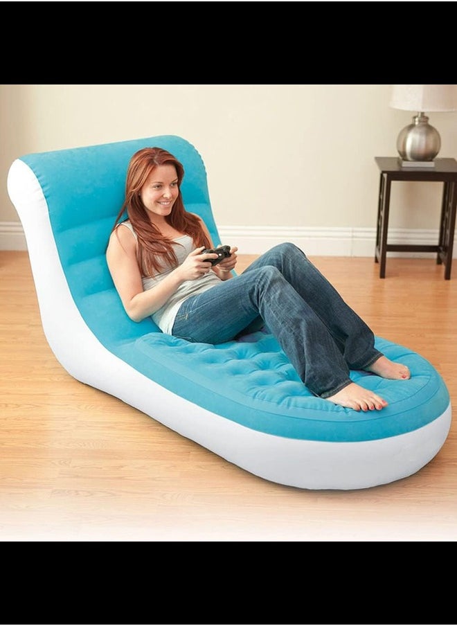 Generic - Inflatable Chair Bed, Portable Adults Air Mattress Tatami with Curved Backrest, Waterproof Camping Air Lounger Sofa Bed for Home Outdoor Beach Travel Camping - Image 1