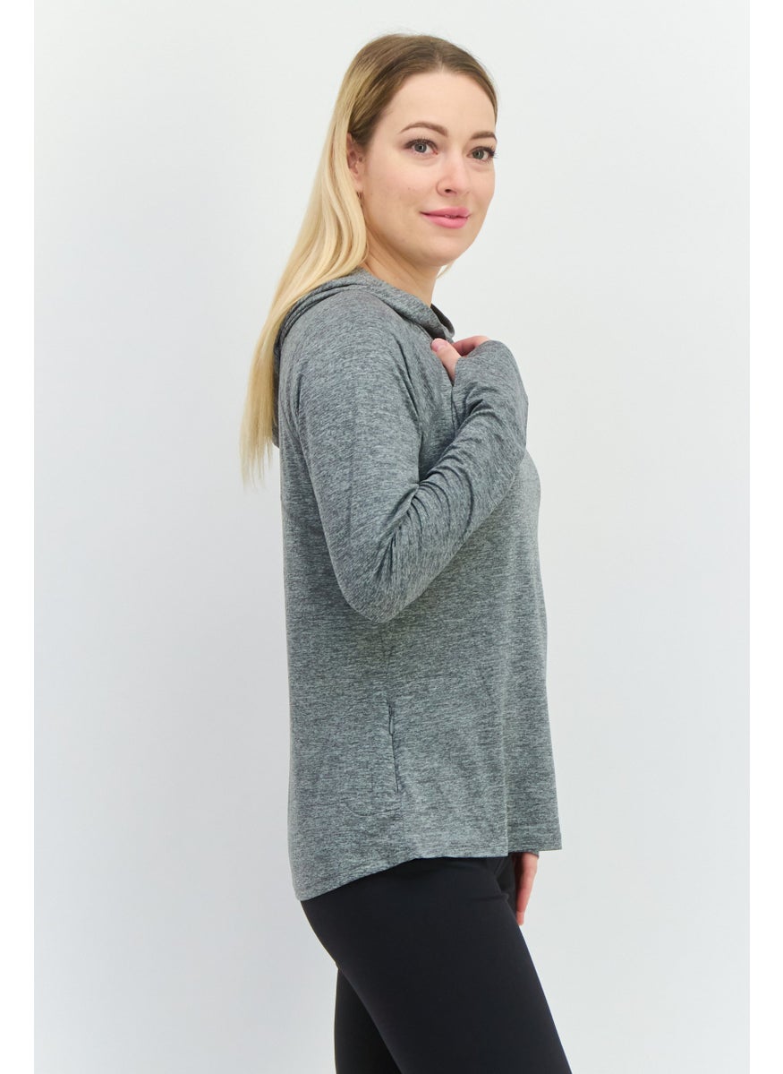 SKECHERS Women Sportswear Fit Long Sleeves Training Sweatshirt, Heather Grey  - Image 2