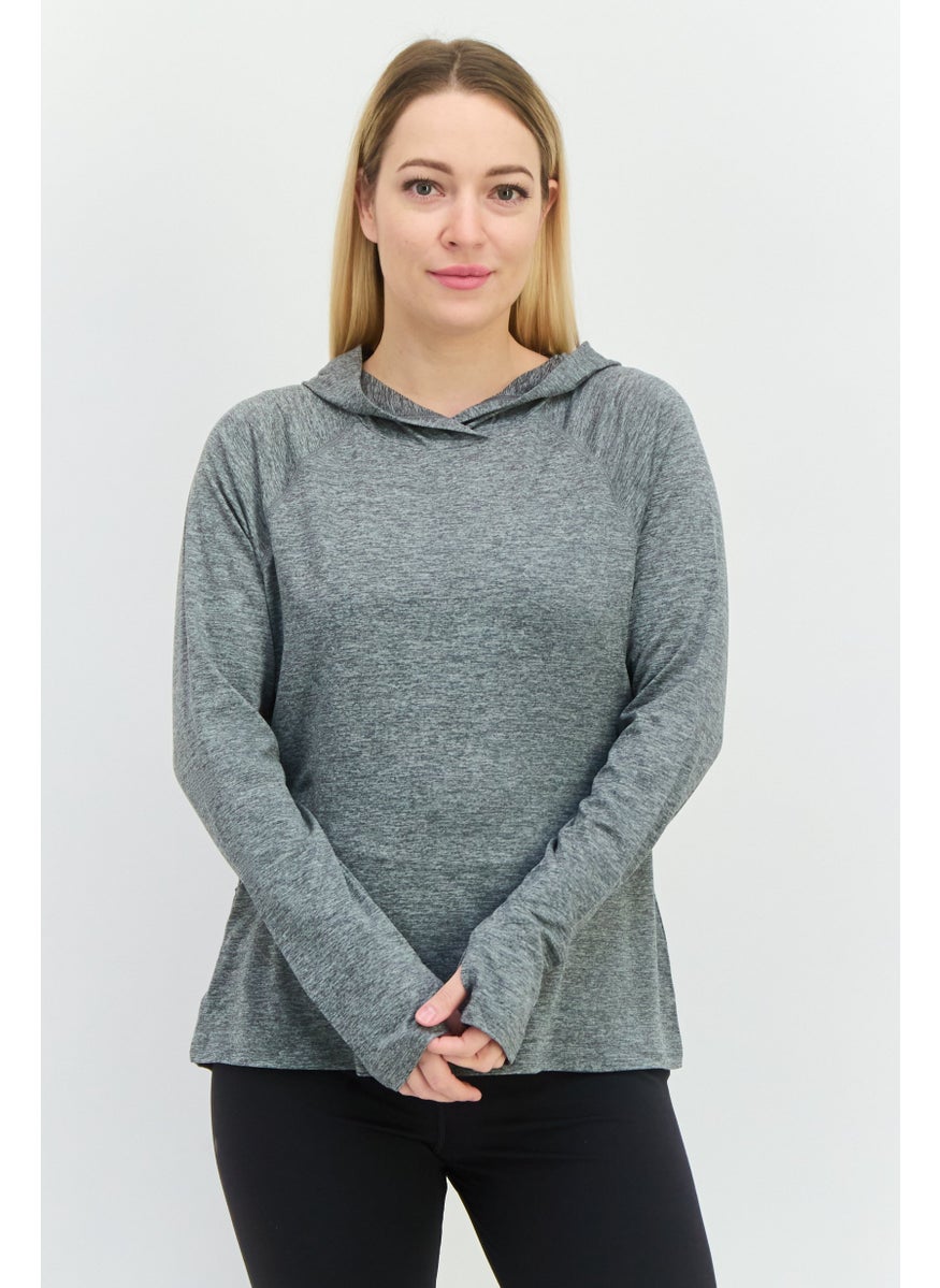 SKECHERS Women Sportswear Fit Long Sleeves Training Sweatshirt, Heather Grey  - Image 1