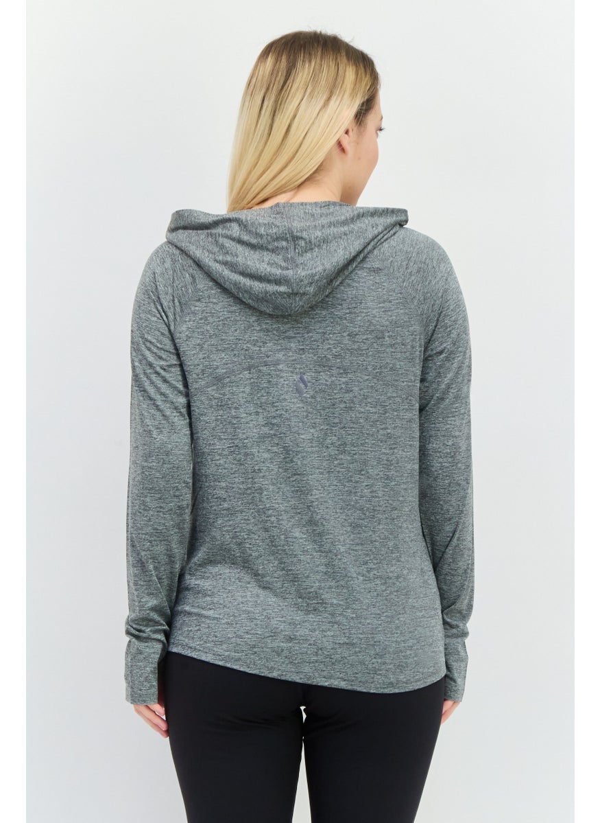 SKECHERS Women Sportswear Fit Long Sleeves Training Sweatshirt, Heather Grey  - Image 3