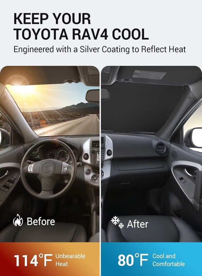 Proadsy Front Windshield Sun Shade Foldable Sunshade Protector Custom Fit 2006-2012 Toyota RAV4 SUV Crossover, LE XLE Premium Limited XSE Hybrid Adventure Accessories 2023 Upgrade - Image 3
