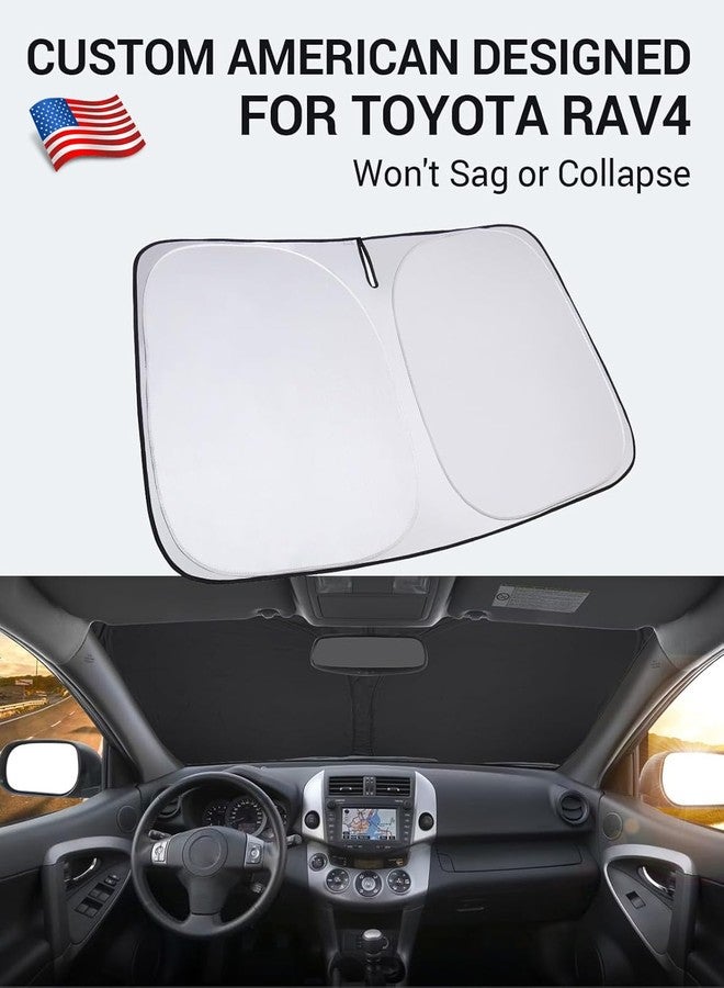 Proadsy Front Windshield Sun Shade Foldable Sunshade Protector Custom Fit 2006-2012 Toyota RAV4 SUV Crossover, LE XLE Premium Limited XSE Hybrid Adventure Accessories 2023 Upgrade - Image 2