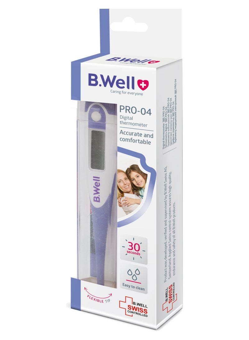B.Well PRO-04 Standard Digital Thermometer with Flexible Tip, Waterproof Design & Case - Image 2