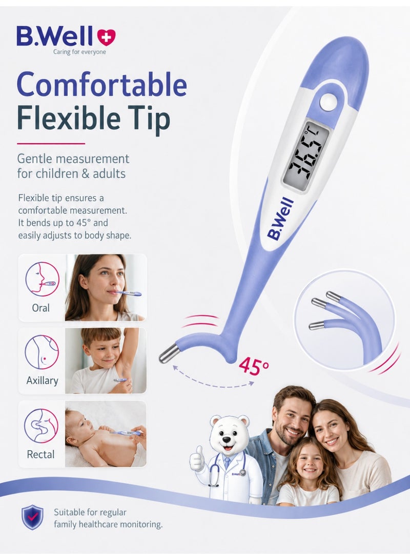 B.Well PRO-04 Standard Digital Thermometer with Flexible Tip, Waterproof Design & Case - Image 4