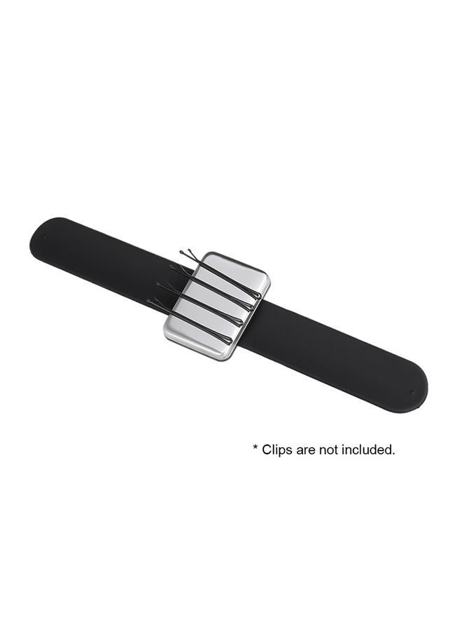 NIBEMINENT 1-Piece Magnetic Bobbie Pin Wristband W7399 Black/Silver - Image 3