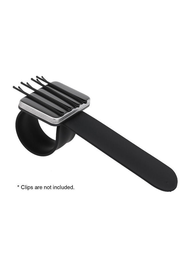 NIBEMINENT 1-Piece Magnetic Bobbie Pin Wristband W7399 Black/Silver - Image 2