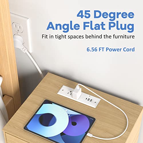 Kungfuking Recessed Power Strip with PD 20W Type-C, Desk Outlets with 2 USB-A & 1 USB-C Port, Furniture Flush Mount Power Strip for Drawer, Side Table, Conference, 45 Degree Flat Plug 6.56 FT Cord, ETL Listed - Image 5