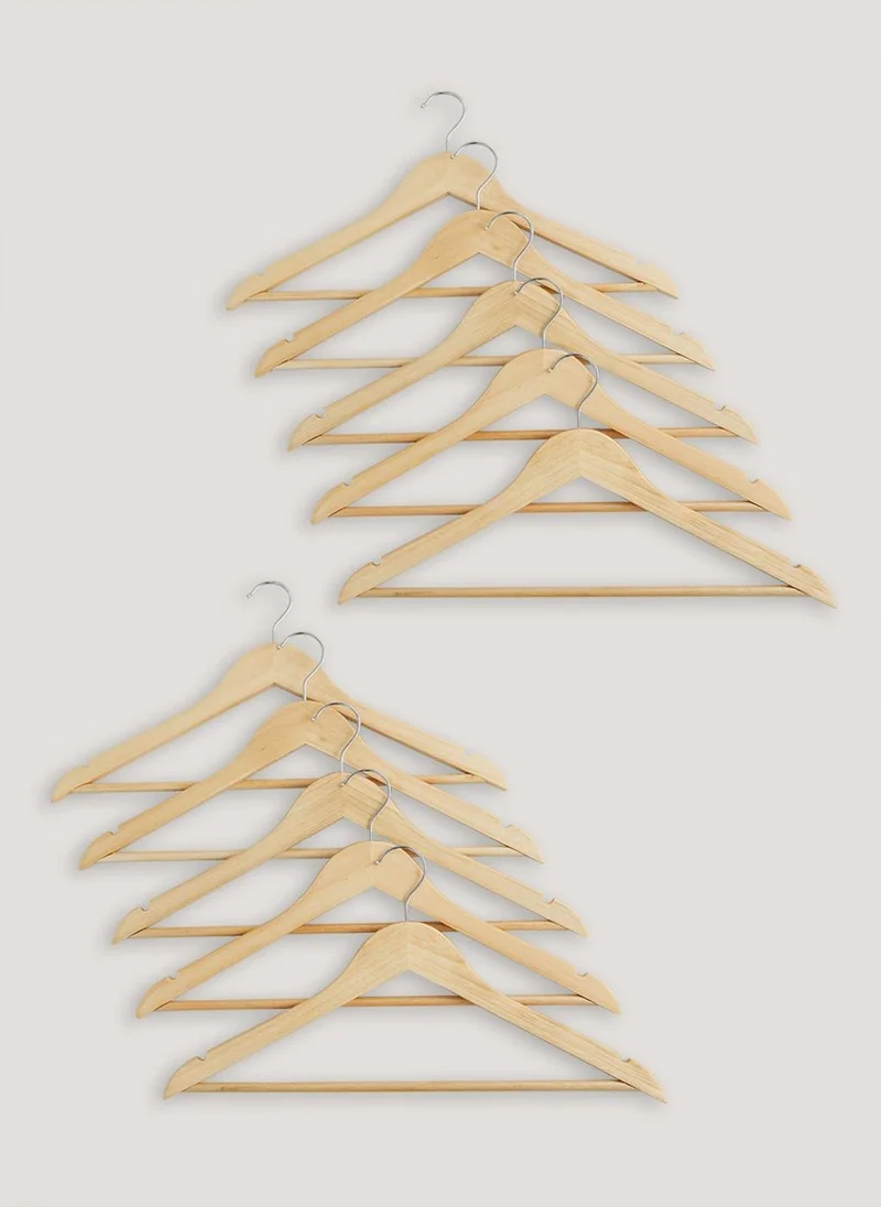 Matalan 10 Pack Natural Wooden Hangers (22.5cm x 44.5cm)