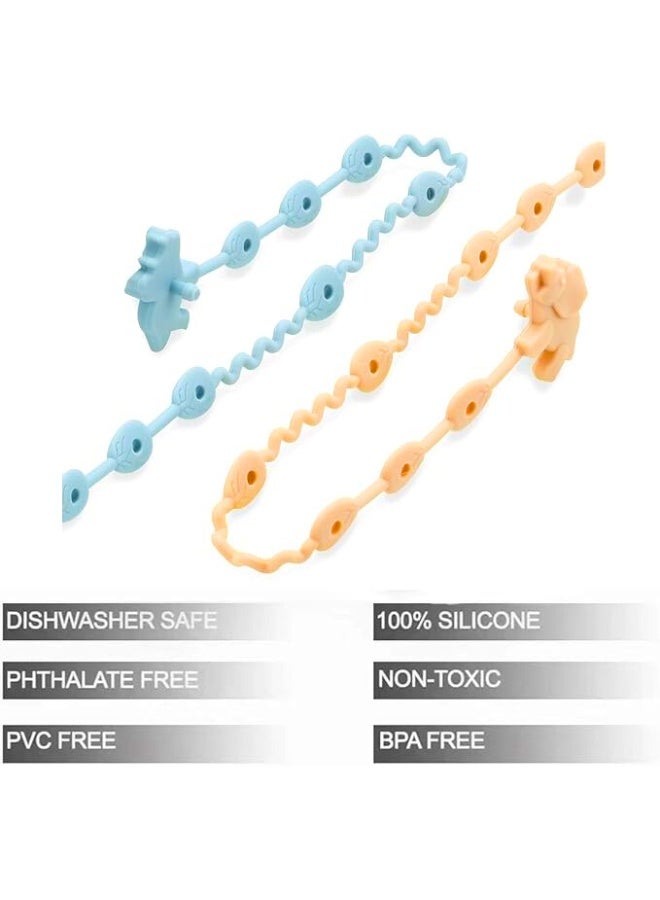 Chase Up Baby Toy Straps - 5 Pack Dinosaur Silicone Pacifier Teether Harness Straps - Adjustable Baby Toy Holder for Bottles, Strollers, High Chairs, Cribs - Image 3